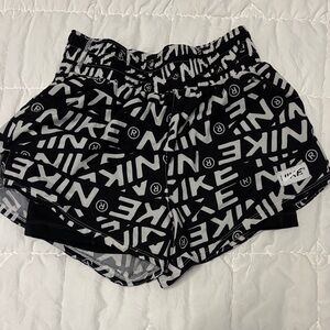 Nike Women's Athletic Shorts with Black and White/Grey Logo Pattern